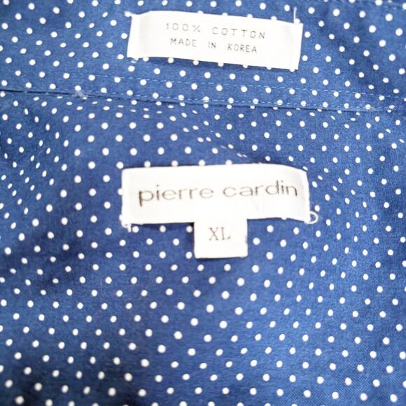 Pierre Cardin Men’s Size XL Blue Polka Dot Button Down Shirt 100% Cotton - Picture 5 of 5